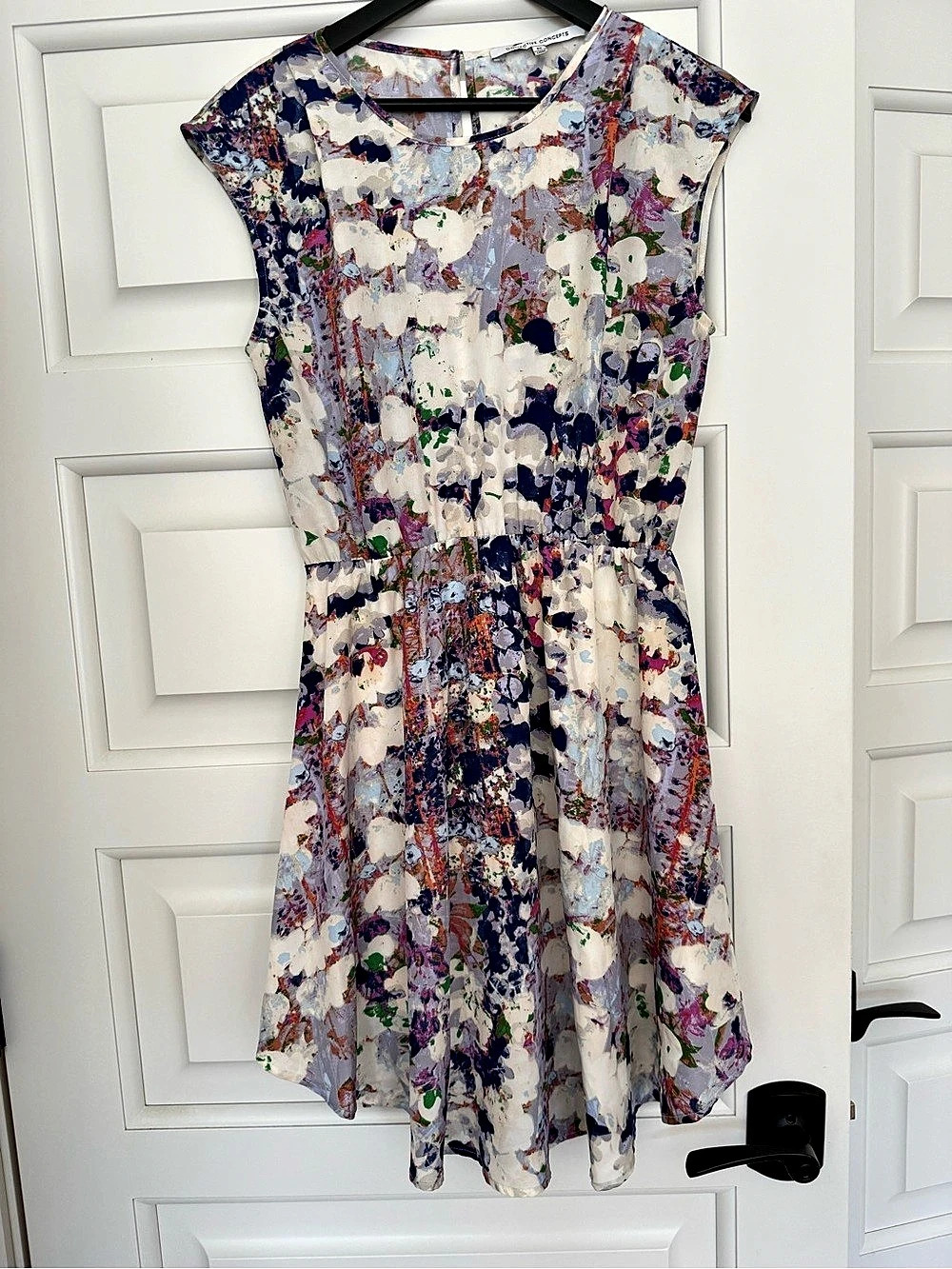 Collective Concepts Abstract Print Midi Dress in Multicolor